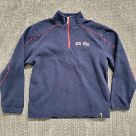 Vtg Reebok Boston Red Sox Logo Embroidered‎ ¼ ZIP Fleece Pullover Size Medium - Picture 1 of 11